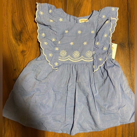 Cat & Jack Toddler Girls Flutter Sleeve Floral Dress - Blue 2t - Picture 4 of 5